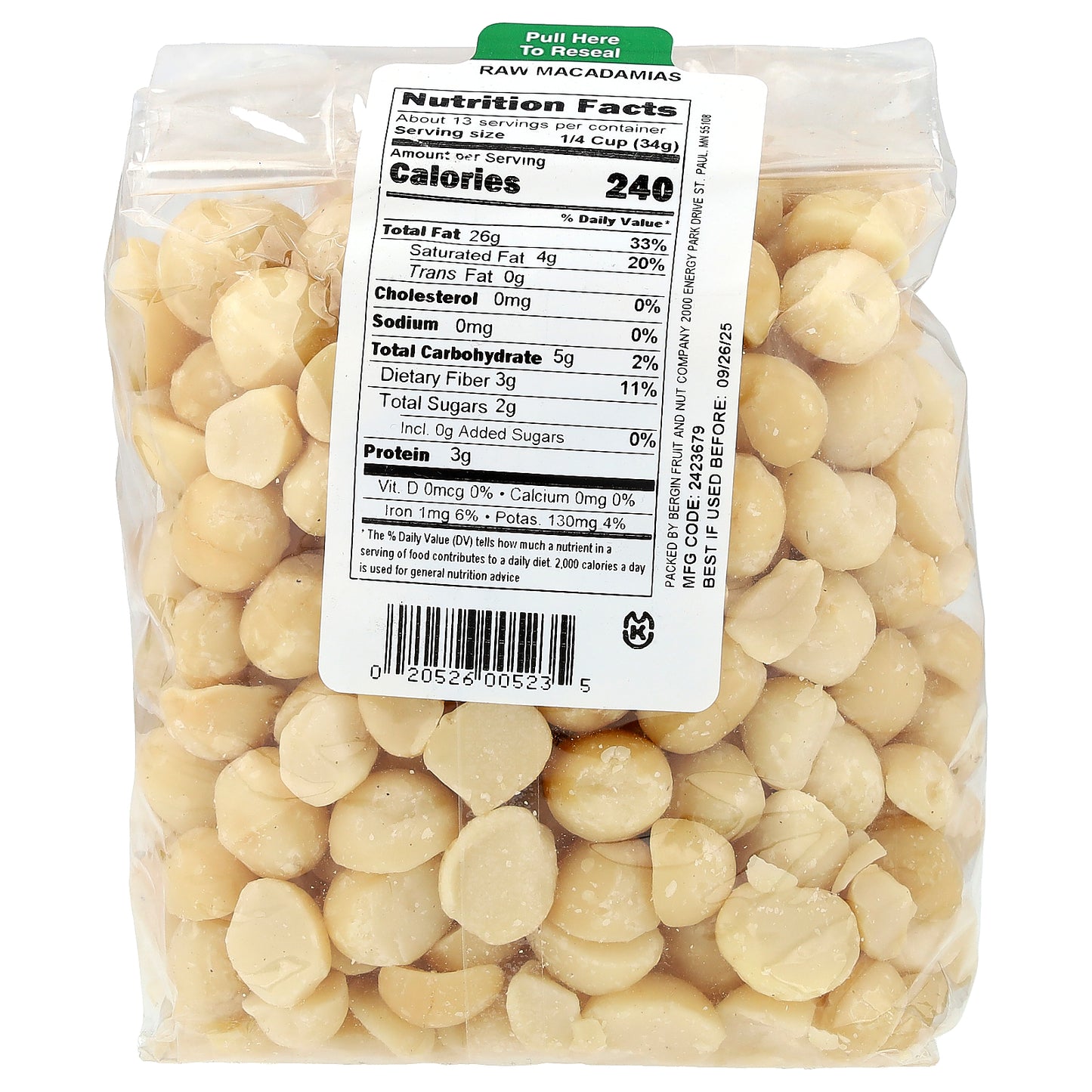 Bergin Fruit and Nut Company, Raw Macadamias, 16 oz (454 g)