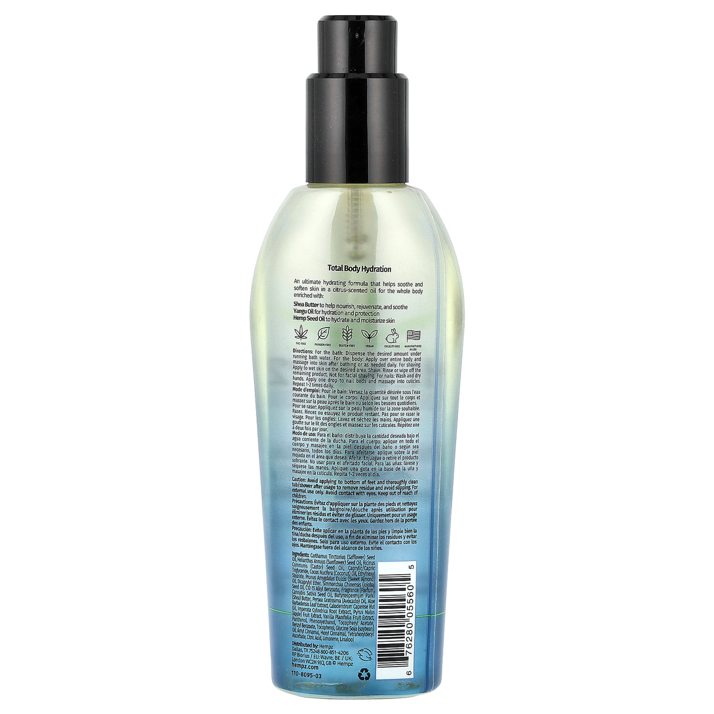 Hempz, Herbal Body Oil, Triple Moisture Fresh Citrus, 6.76 fl oz (200 ml)