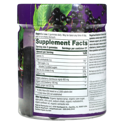 MegaFood, Elderberry Immune Support Gummies, Berry, 54 Gummies