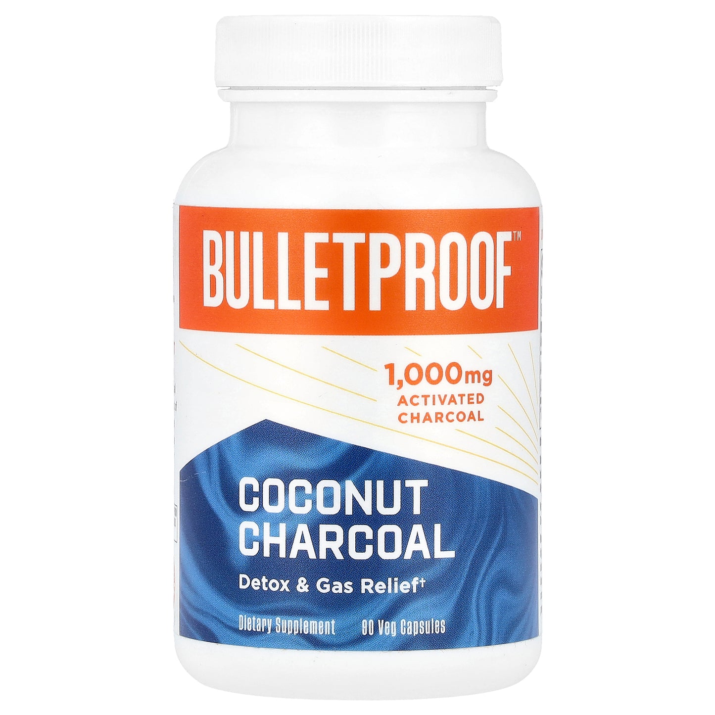 BulletProof, Coconut Charcoal, Detox & Gas Relief, 1,000 mg, 90 Veg Capsules (500 mg Per Capsule)