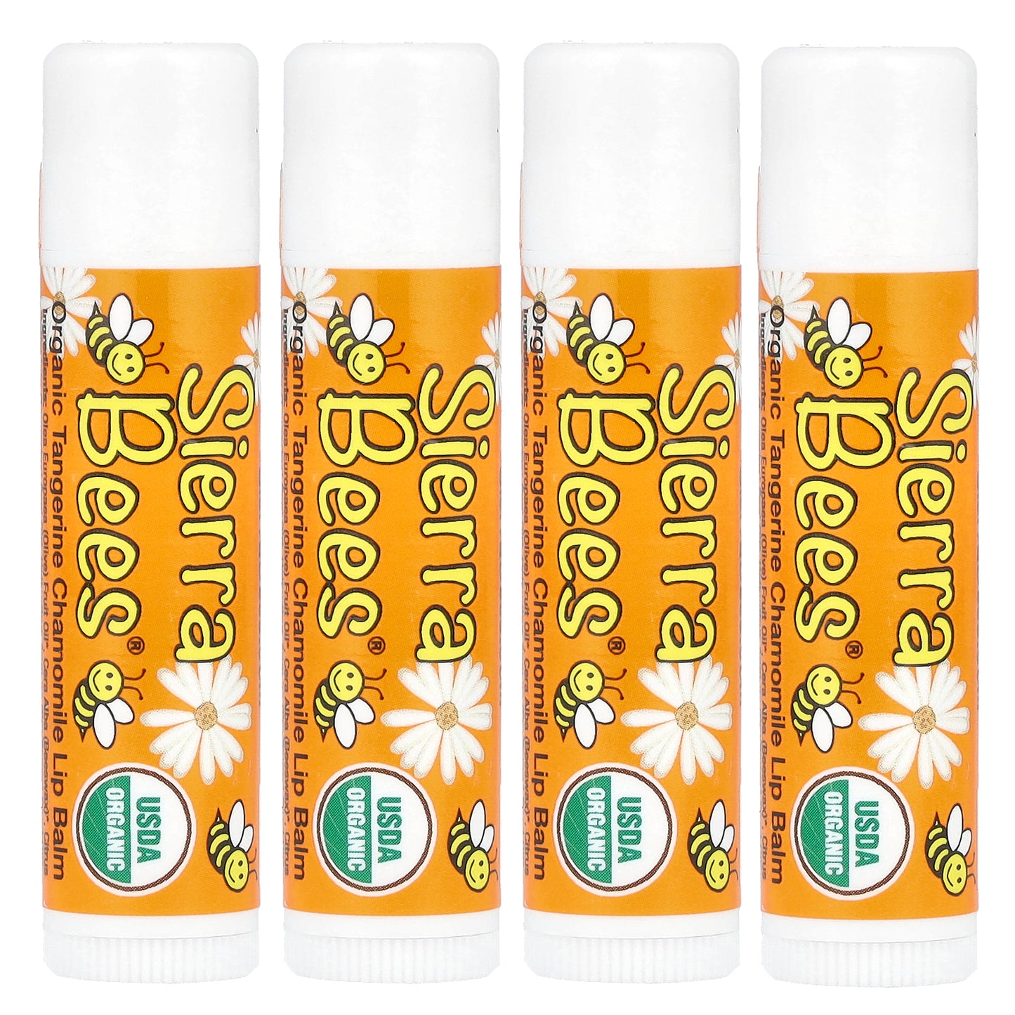 Sierra Bees, Organic Lip Balms, Tangerine Chamomile, 4 Pack, 0.15 oz (4.25 g) Each