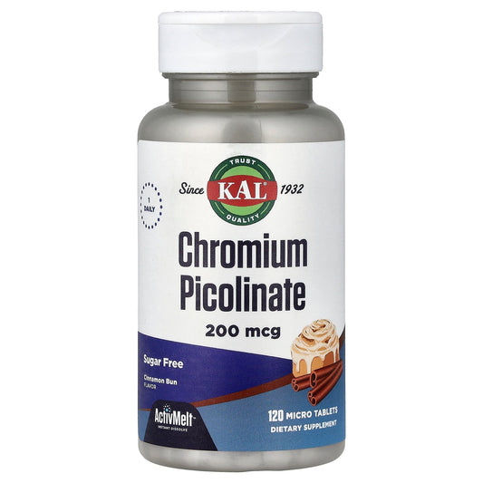 KAL, Chromium Picolinate, Cinnamon Bun, 200 mcg, 120 Micro Tablets