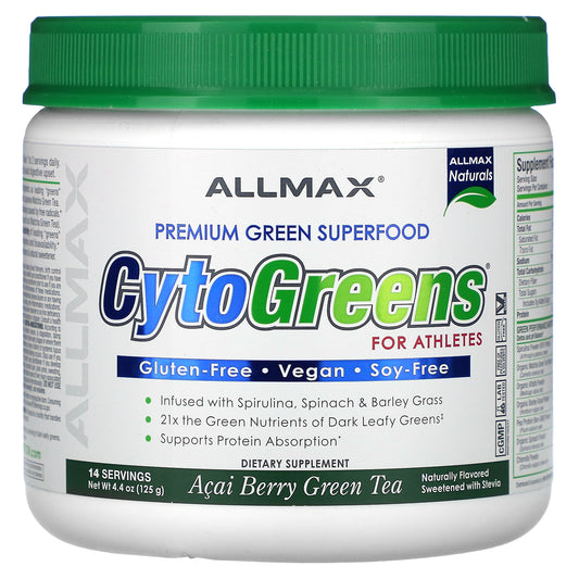 ALLMAX, CytoGreens® For Athletes, Acai Berry Green Tea, 4.4 oz (125 g)