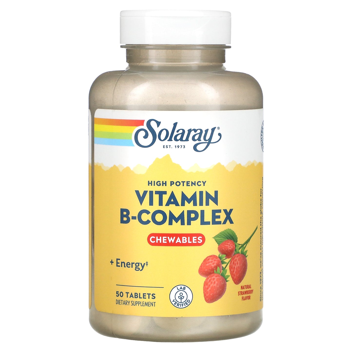 Solaray, High Potency Vitamin B-Complex Chewable, Natural Strawberry, 50 Tablets