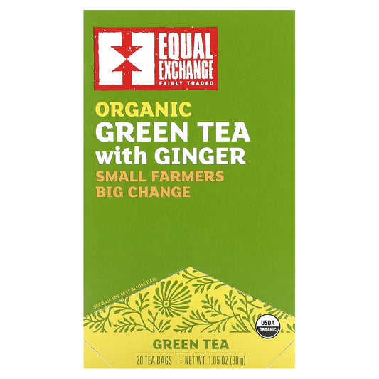 Equal Exchange, Organic Green Tea with Ginger, 20 Tea Bags, 1.05 oz (30 g)