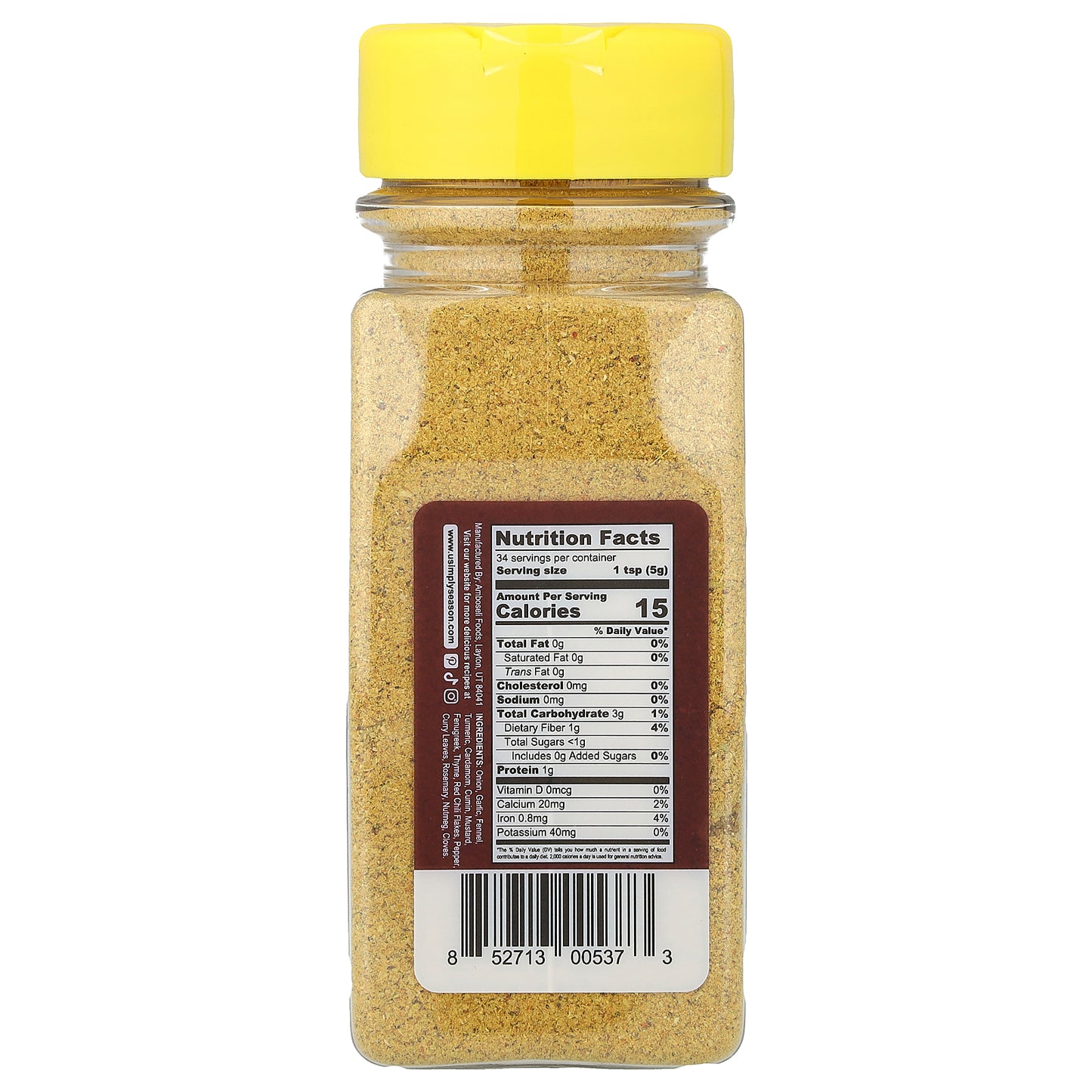 USimplySeason, Artisan Spice Blend, Vadouvan, 6 oz (169 g)