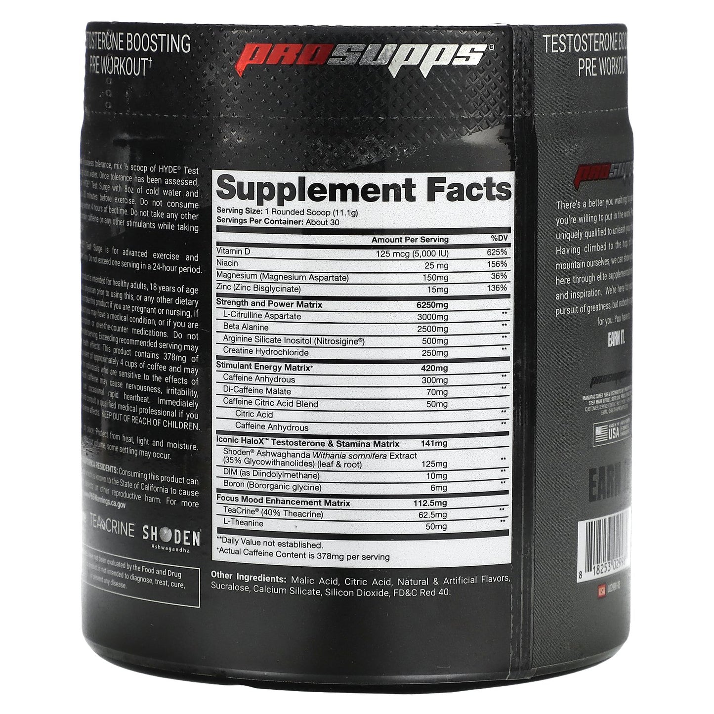 ProSupps, Hyde, Test Surge, Testosterone Boosting Pre-Workout, Cherry Limeade, 11.7 oz (333 g)