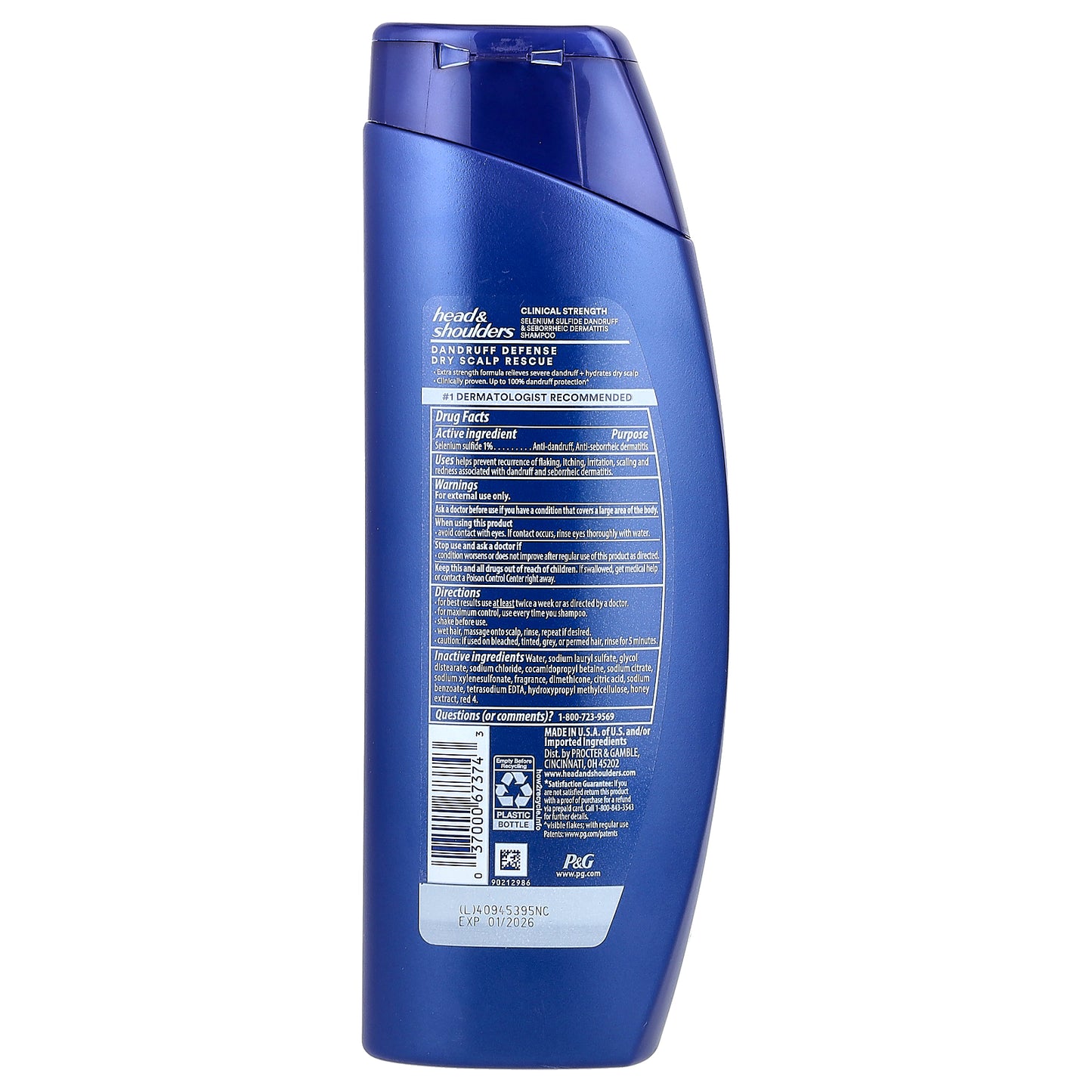 Head & Shoulders, Clinical Strength, Dandruff Defense Shampoo, Dry Scalp Rescue, 13.5 fl oz (400 ml)