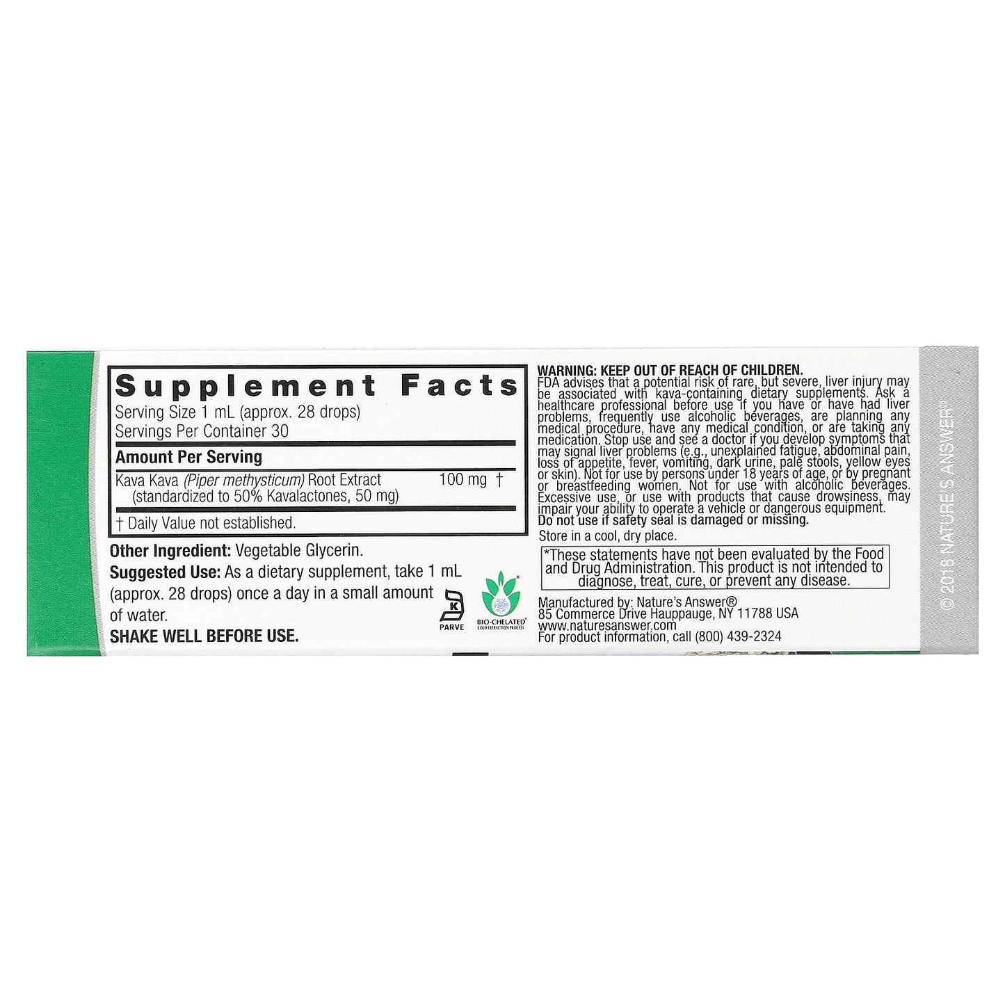 Nature's Answer, Kava-6 Extract, Standardized, Alcohol-Free, 100 mg, 1 fl oz (30 ml)