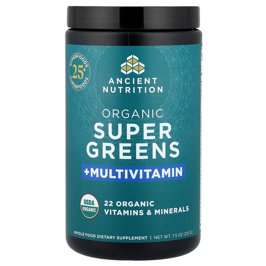 Ancient Nutrition, Organic Super Greens + Multivitamin, 7.5 oz (213 g)