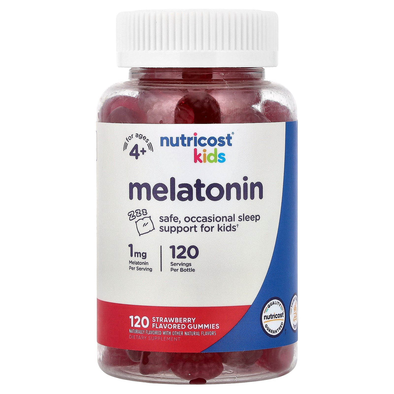 Nutricost, Kids, Melatonin, Ages 4+, Strawberry, 1 mg, 120 Gummies