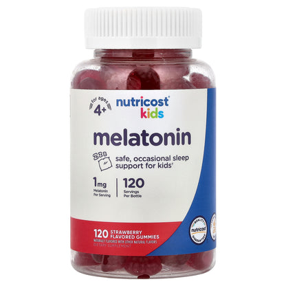 Nutricost, Kids, Melatonin, Ages 4+, Strawberry, 1 mg, 120 Gummies