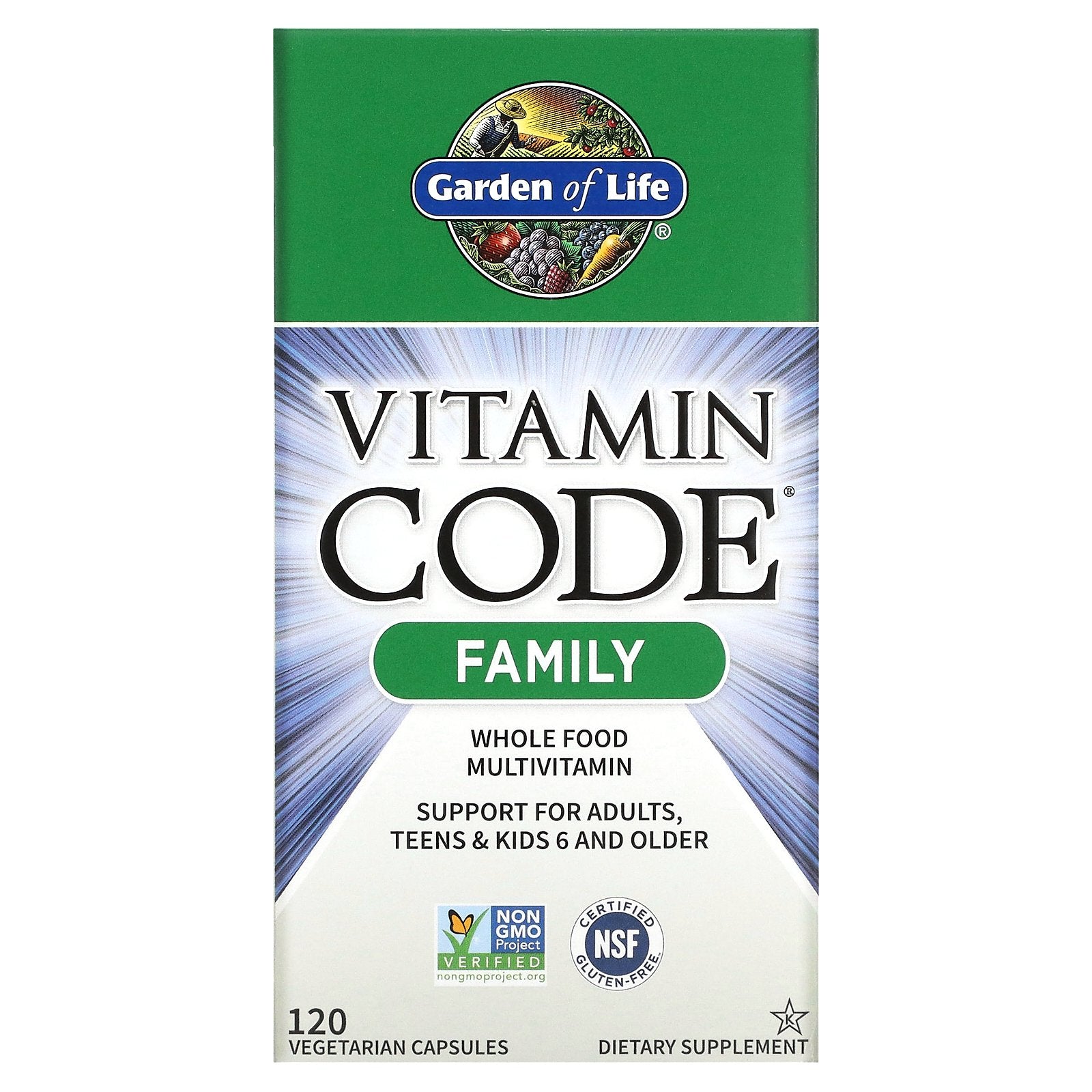 Garden of Life, Vitamin Code, Family, Whole Food Multivitamin, 120 Vegetarian Capsules