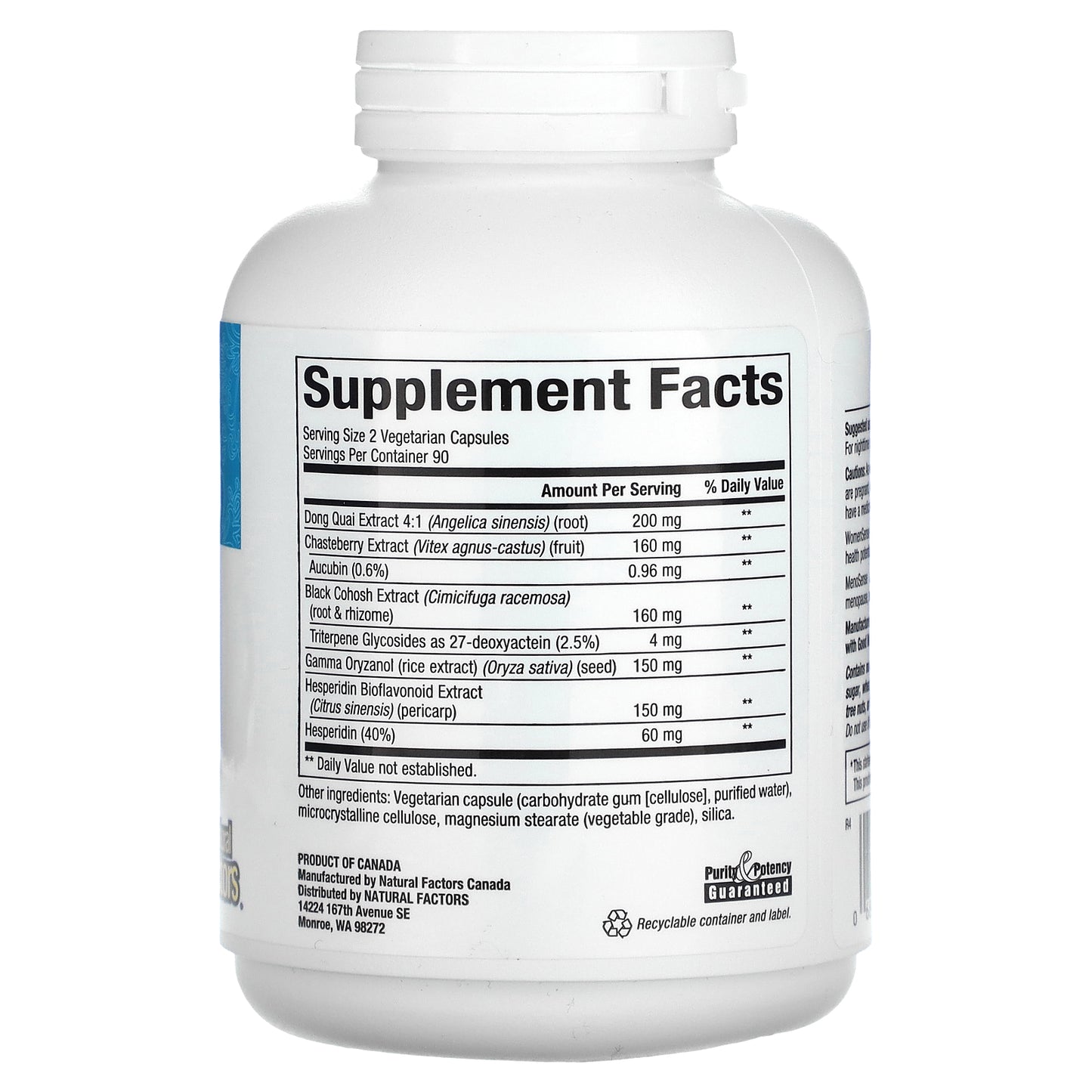 Natural Factors, WomenSense, MenoSense, Menopause Formula, 180 Vegetarian Capsules