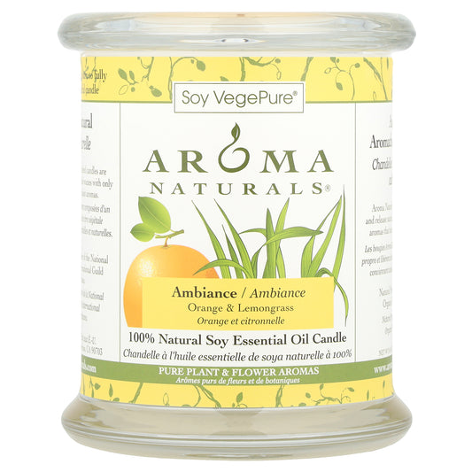 Aroma Naturals, Soy VegePure®, 100% Natural Soy Essential Oil Candle, Ambiance, Orange & Lemongrass, 8.8 oz (260 g)