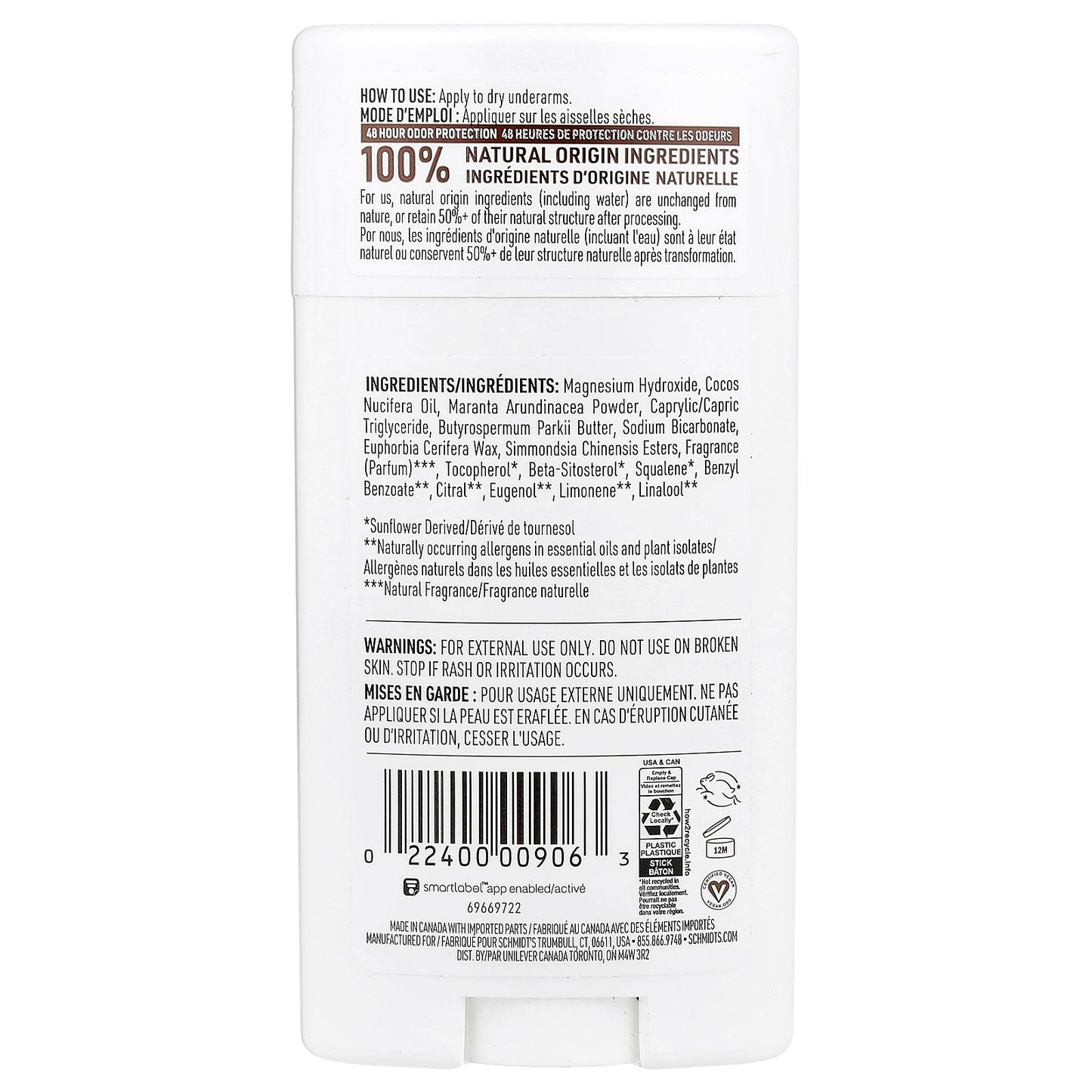 Schmidt's, Deodorant, Clean Coconut, 2.65 oz (75 g)