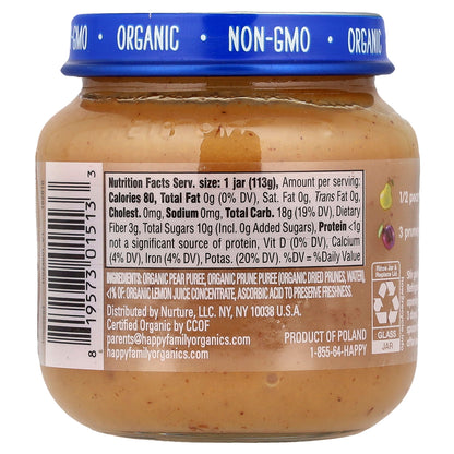 Happy Family Organics, Happy Baby®, Pears & Prunes, 6+ Months, 4 oz (113 g)