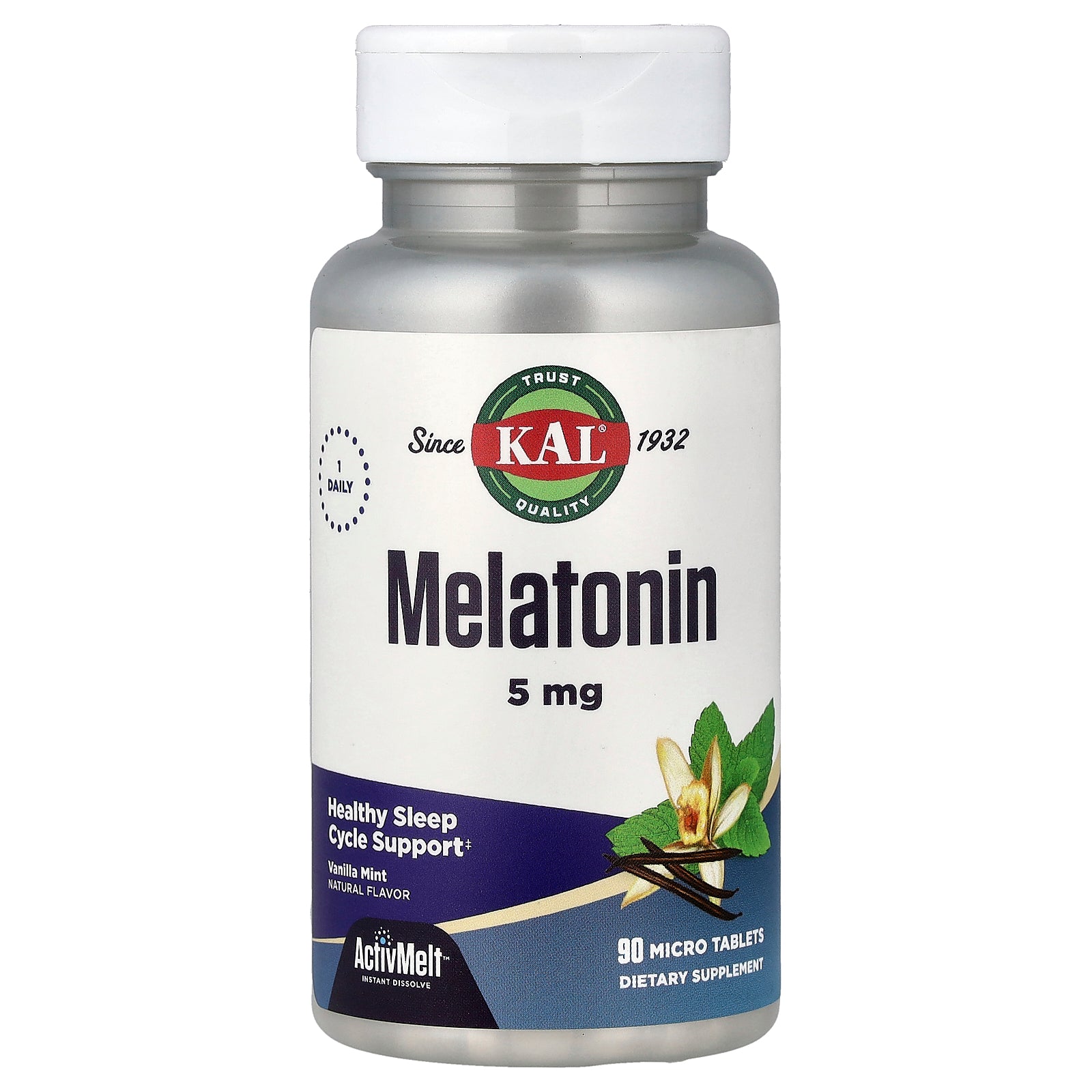 KAL, Melatonin, Vanilla Mint, 90 Micro Tablets