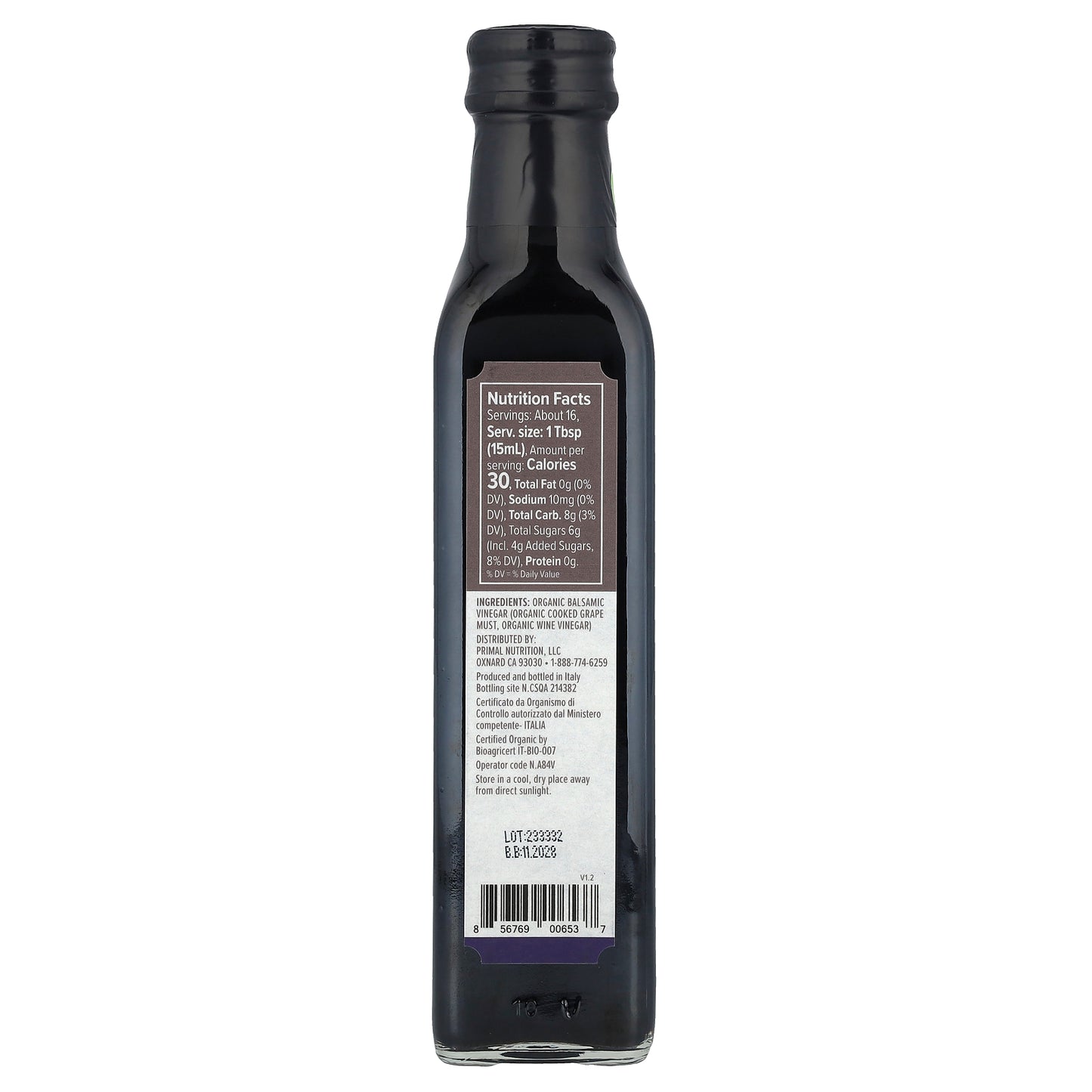 Primal Kitchen, Organic Balsamic Vinegar of Modena, 8.45 fl oz (250 ml)