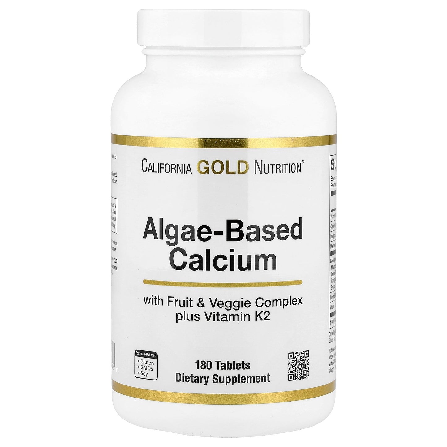 California Gold Nutrition, Algae-Based Calcium with Calcium, Vitamin D3, and Magnesium, Organic Strawberry, Raspberry, and Blueberry, 180 Tablets