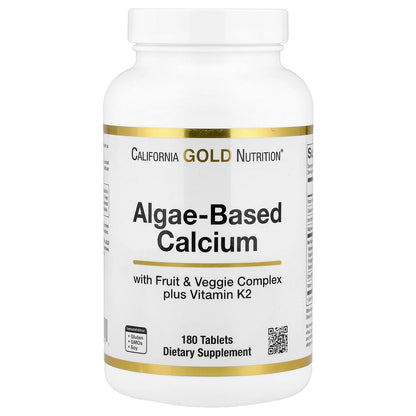 California Gold Nutrition, Algae-Based Calcium with Calcium, Vitamin D3, and Magnesium, Organic Strawberry, Raspberry, and Blueberry, 180 Tablets