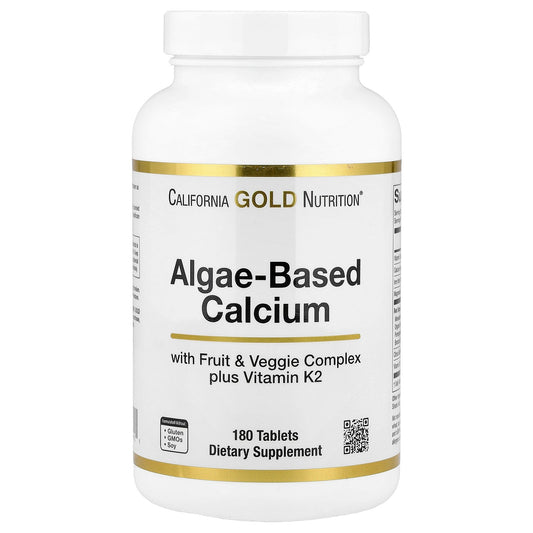 California Gold Nutrition, Algae-Based Calcium with Calcium, Vitamin D3, and Magnesium, Organic Strawberry, Raspberry, and Blueberry, 180 Tablets