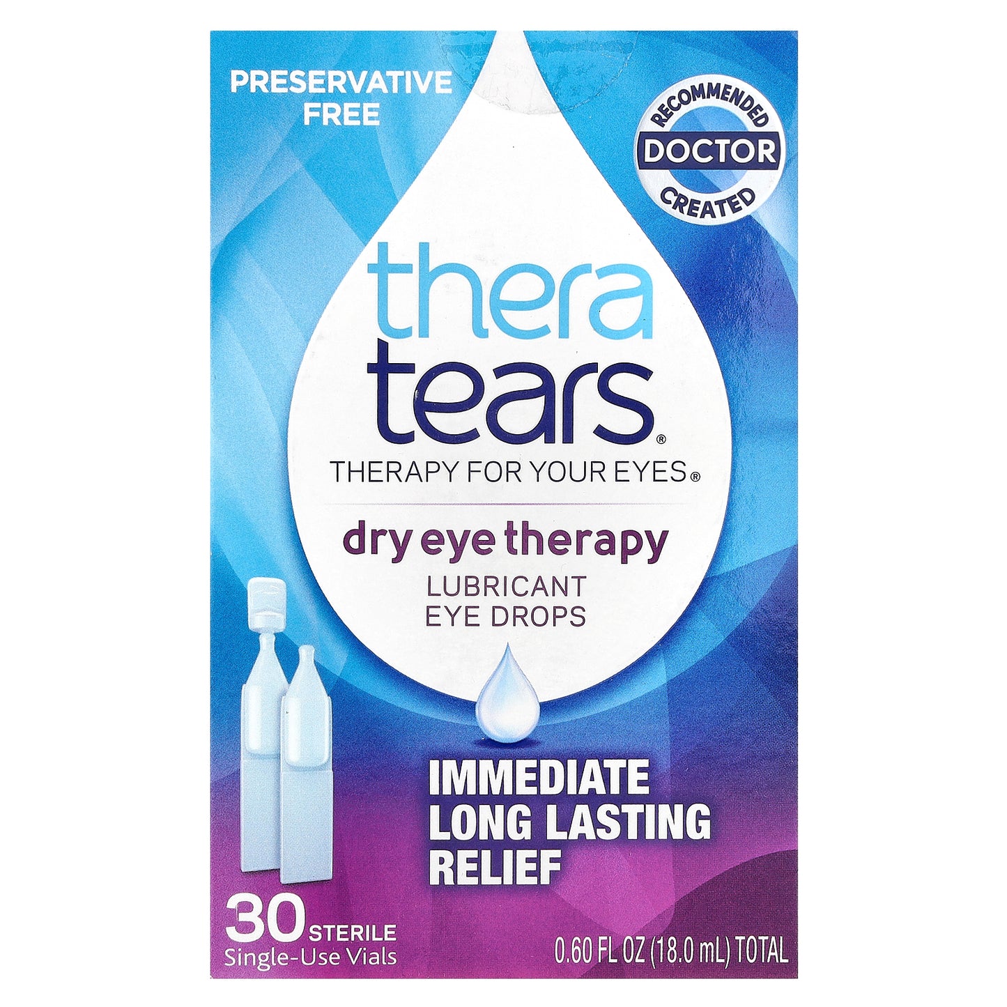 TheraTears, Dry Eye Therapy, Lubricant Eye Drops, 30 Sterile Single-Use Vials