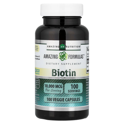 Amazing Nutrition, Biotin, 10,000 mcg, 100 Veggie Capsules