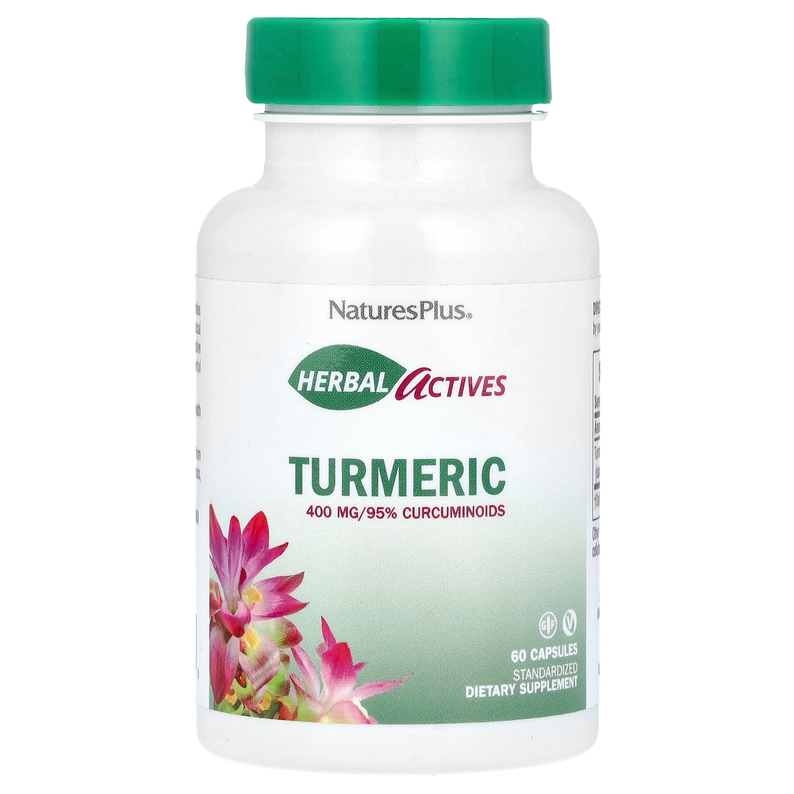 NaturesPlus, Herbal Actives, Turmeric, 400 mg, 60 Capsules