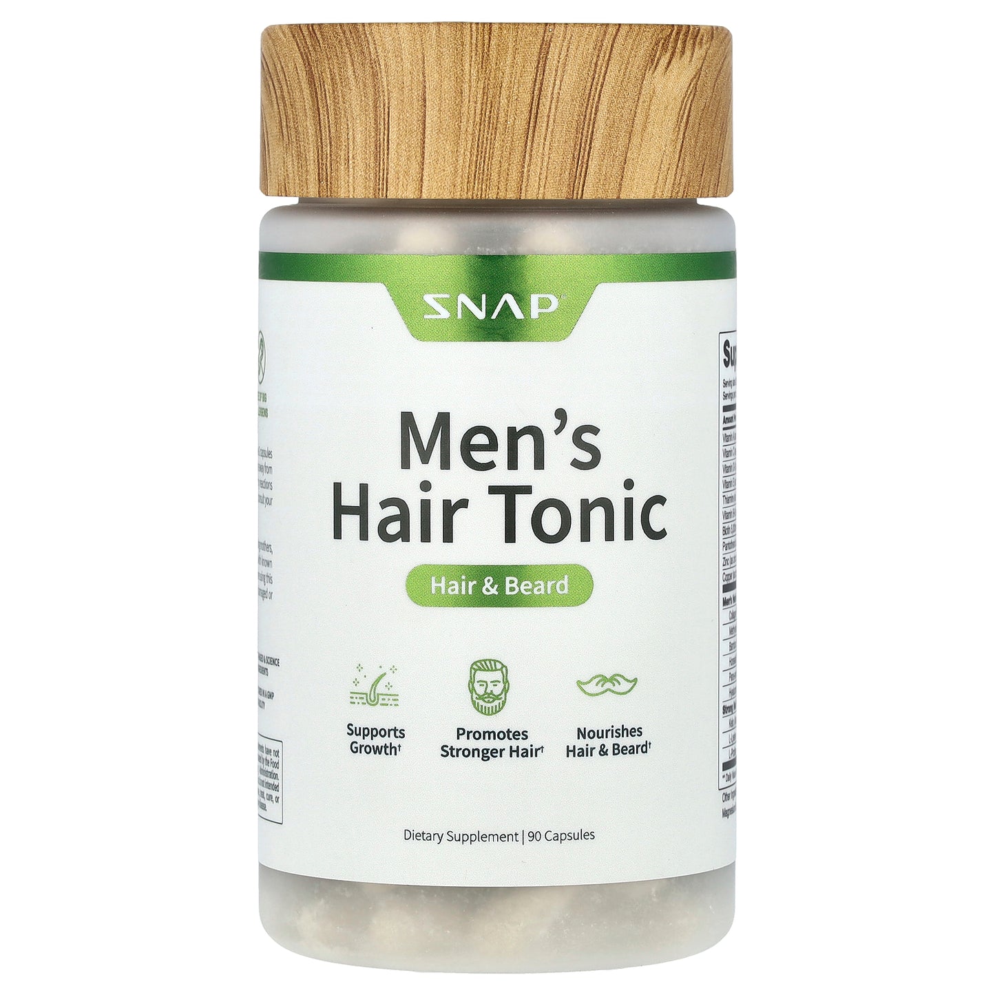 Snap Supplements, Men's Hair Tonic, Hair & Beard, 90 Capsules