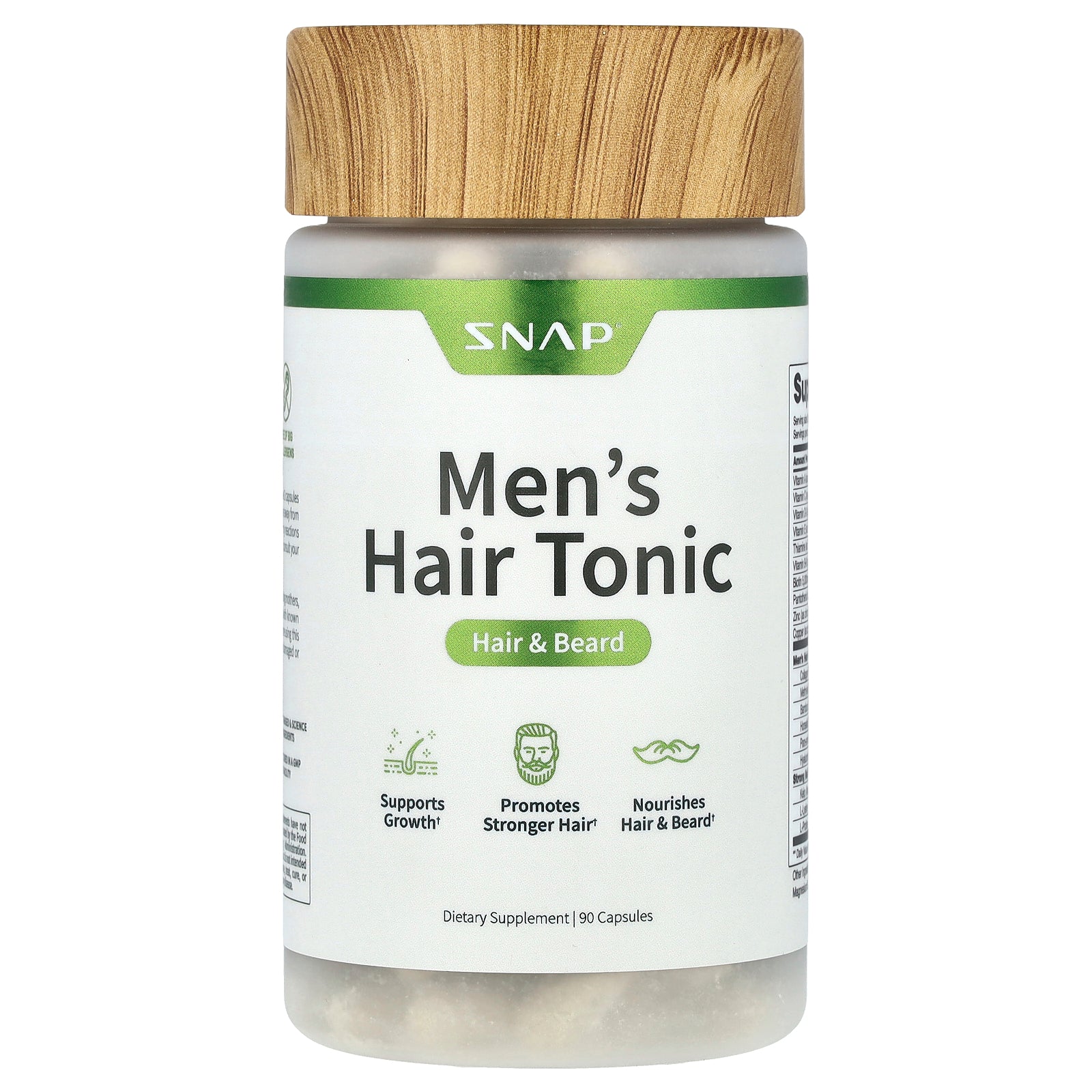 Snap Supplements, Men's Hair Tonic, Hair & Beard, 90 Capsules