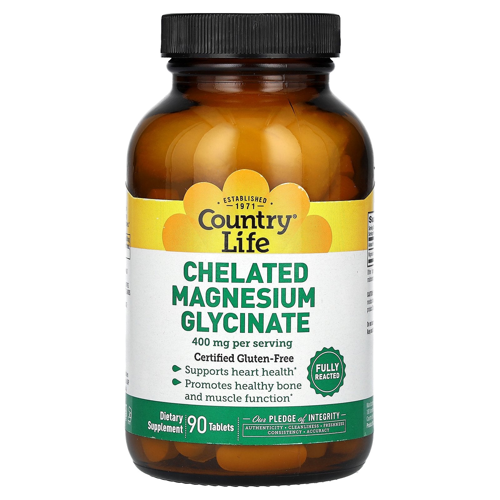 Country Life, Chelated Magnesium Glycinate, 90 Tablets (133 mg per Tablet )