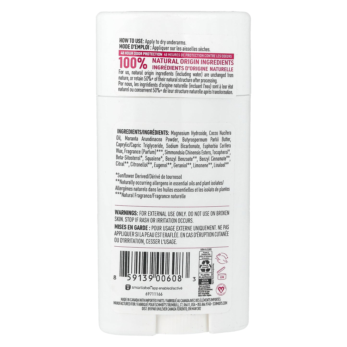 Schmidt's, Deodorant, Rose & Vanilla, 2.65 oz (75 g)