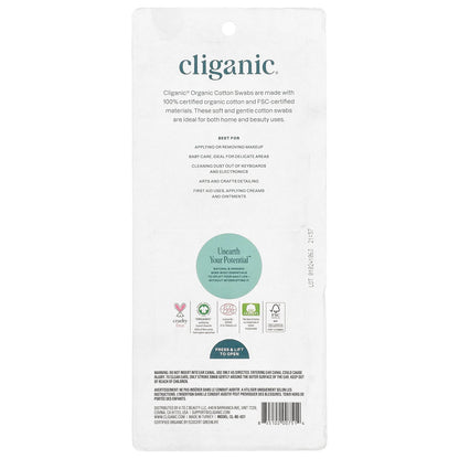 Cliganic, Organic Cotton Swabs, 500 Count