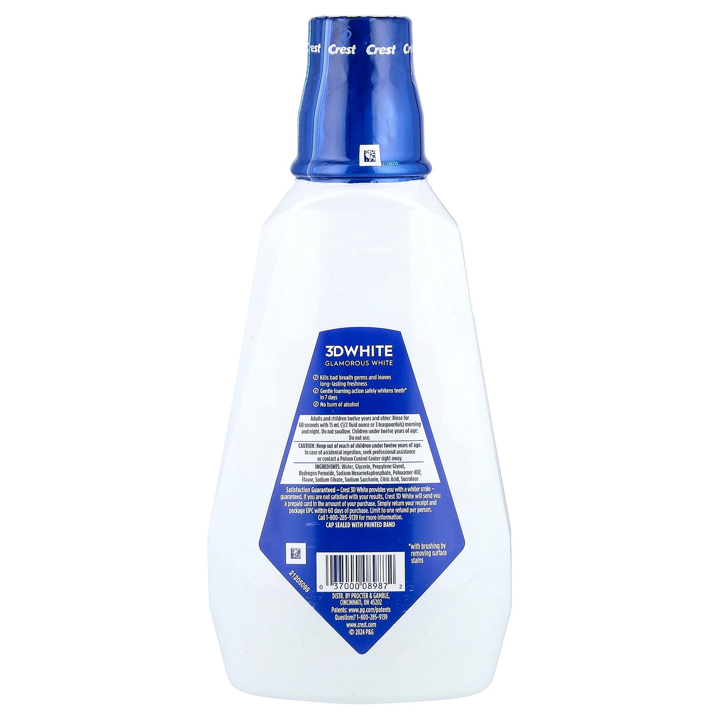 Crest, 3D White, Multi-Care Clean Whitening Mouthwash, Glamorous White, Radiant Mint , 32 fl oz (946 ml)