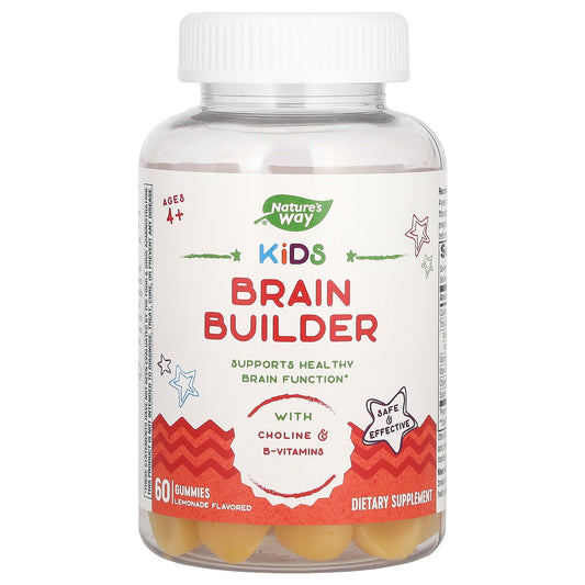 Nature's Way, Kids Brain Builder Gummies, Ages 4+, Lemonade, 60 Gummies