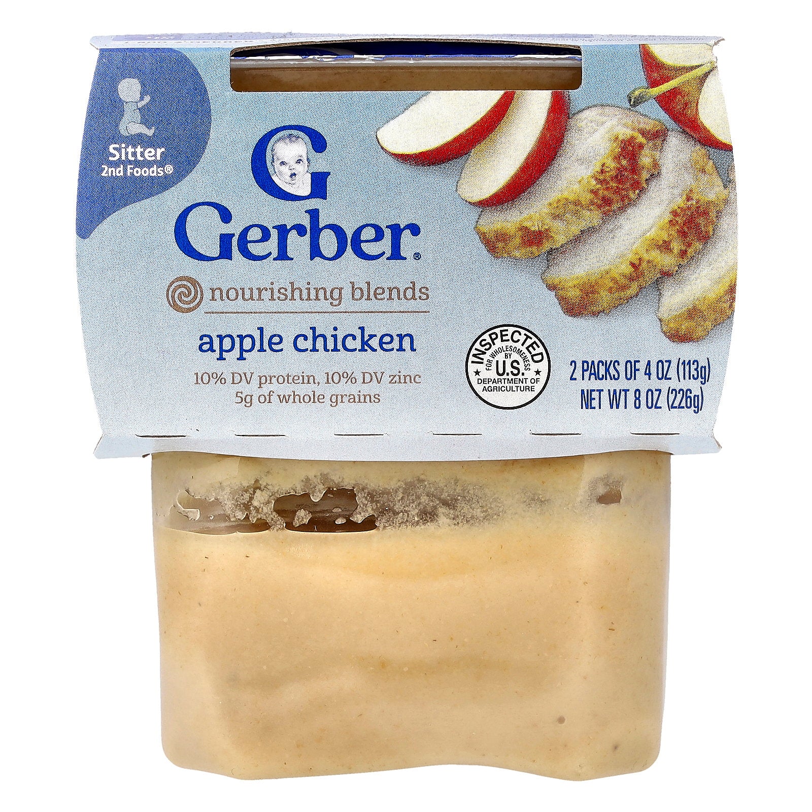 Gerber, Mealtime for Baby, Power Blend™, 2nd Foods®, Apple Chicken, 2 Pack, 4 oz (113 g) Each