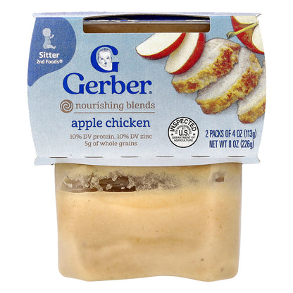 Gerber, Mealtime for Baby, Power Blend™, 2nd Foods®, Apple Chicken, 2 Pack, 4 oz (113 g) Each