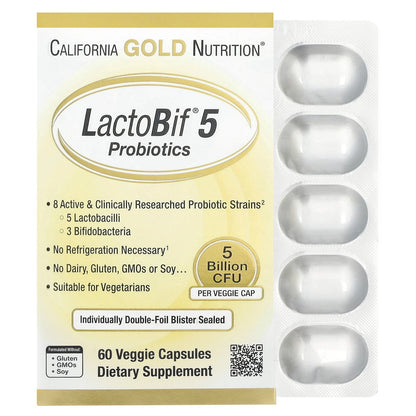 California Gold Nutrition, LactoBif® 5 Probiotics, 5 Billion CFU, 60 Veggie Capsules