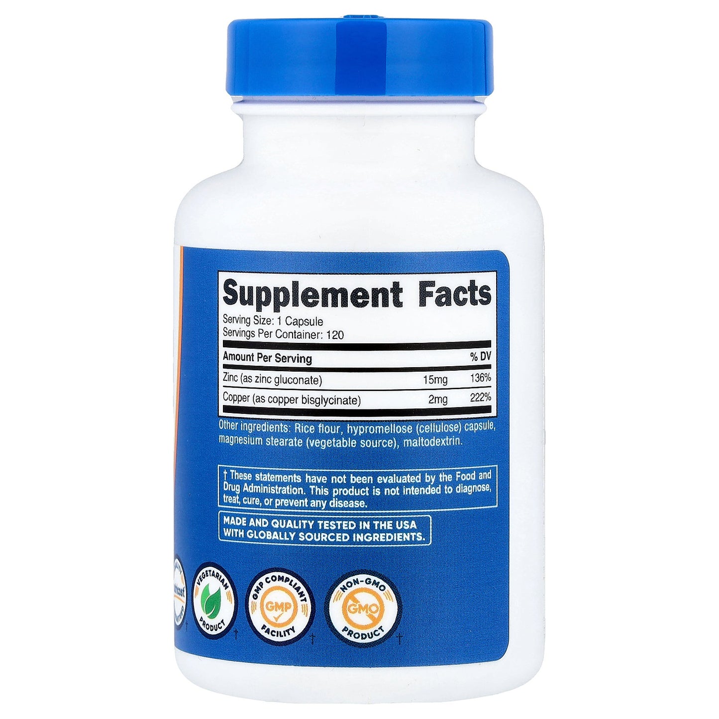 Nutricost, Zinc + Copper, 120 Capsules