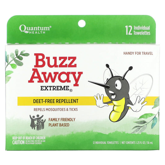 Quantum Health, Buzz Away Extreme, 12 Individual Towelettes