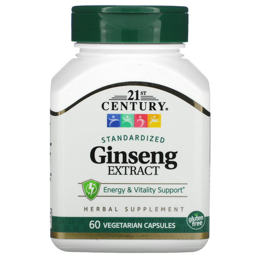 21st Century, Standardized Ginseng Extract, 60 Vegetarian Capsule (100 mg per Capsule)
