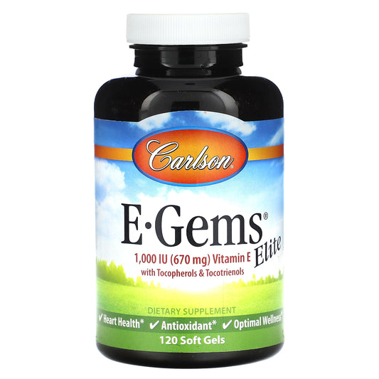 Carlson, E-Gems Elite, Vitamin E, 670 mg (1,000 IU), 120 Soft Gels