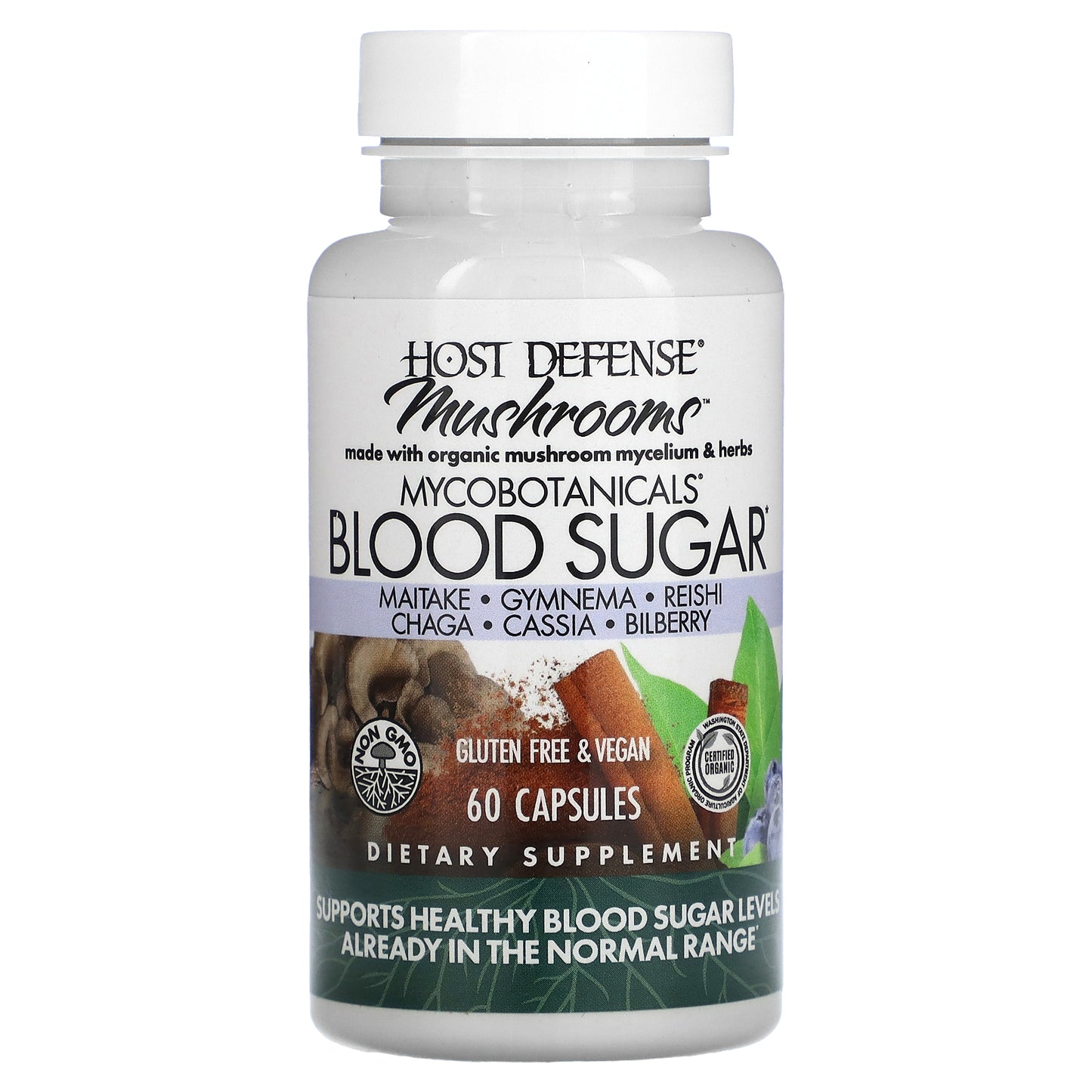 Host Defense, Mushrooms, MycoBotanicals, Blood Sugar, 60 Capsules