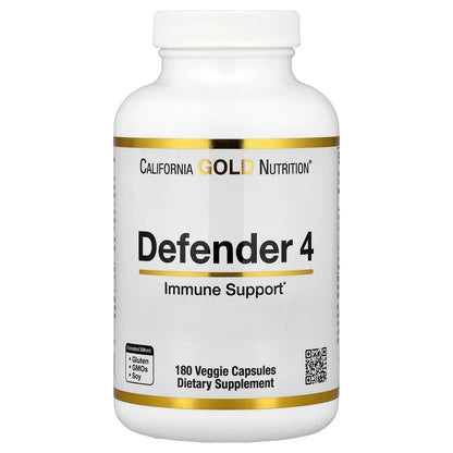 California Gold Nutrition, Defender 4, with Vitamin C, Vitamin D, Zinc & Selenium, 180 Veggie Capsules