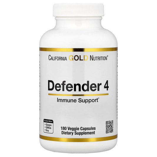 California Gold Nutrition, Defender 4, with Vitamin C, Vitamin D, Zinc & Selenium, 180 Veggie Capsules