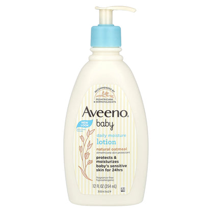 Aveeno, Baby, Daily Moisture Lotion With Prebiotic Oat, Fragrance Free, 12 fl oz (354 ml)