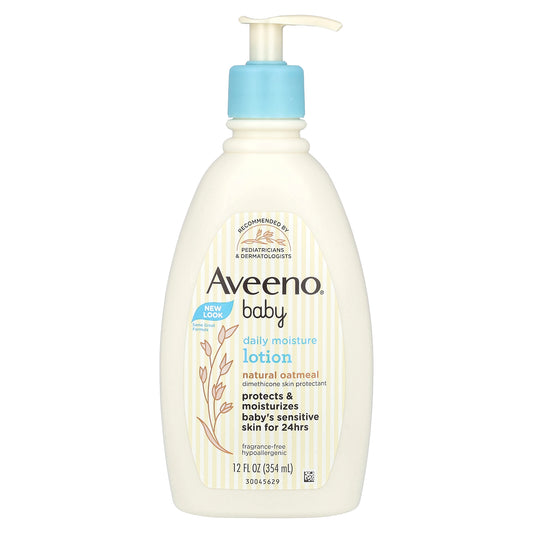 Aveeno, Baby, Daily Moisture Lotion With Prebiotic Oat, Fragrance Free, 12 fl oz (354 ml)