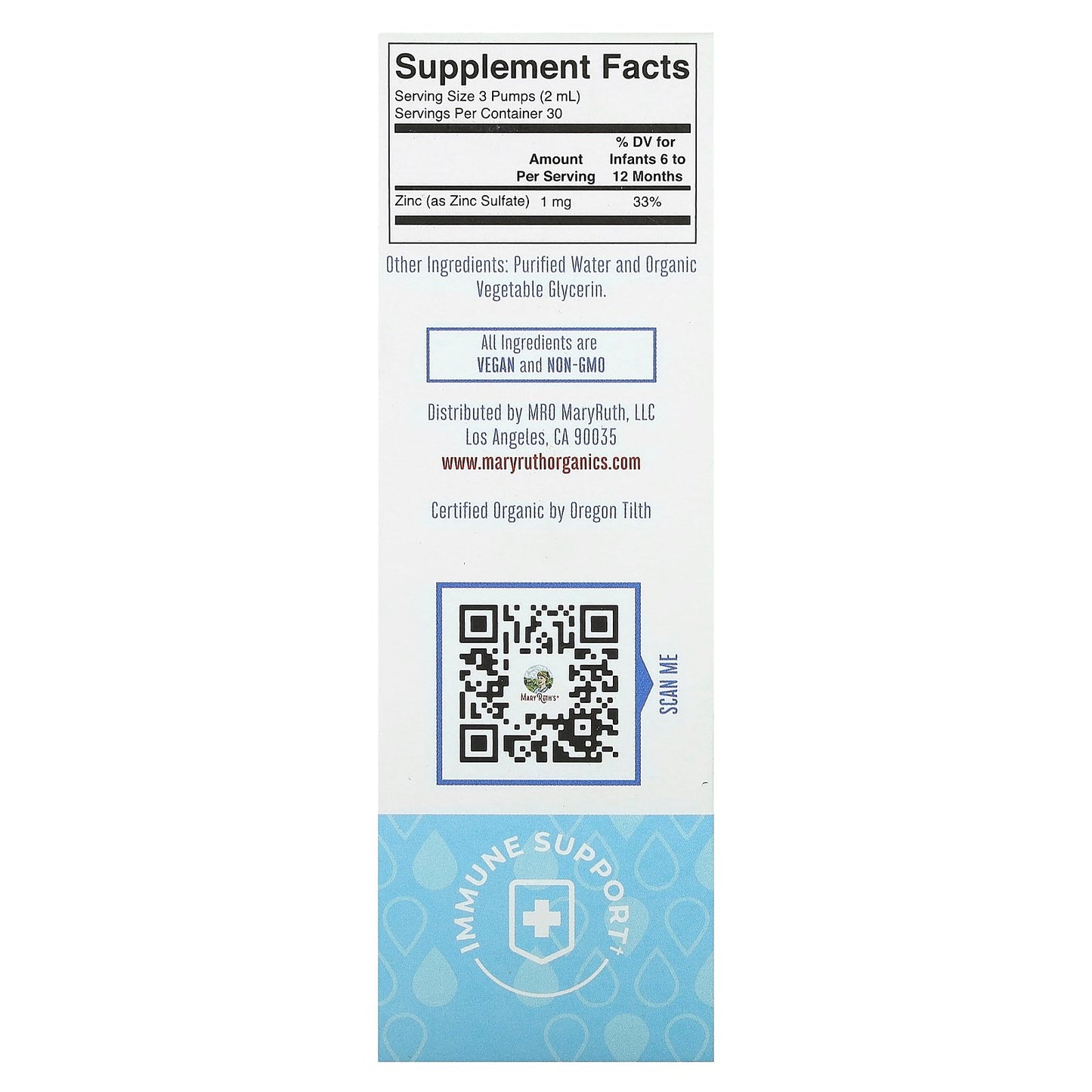 MaryRuth's, Organic Infants Ionic Zinc, Liquid Drops, 6-12 Months, Unflavored, 2 fl oz (60 ml)