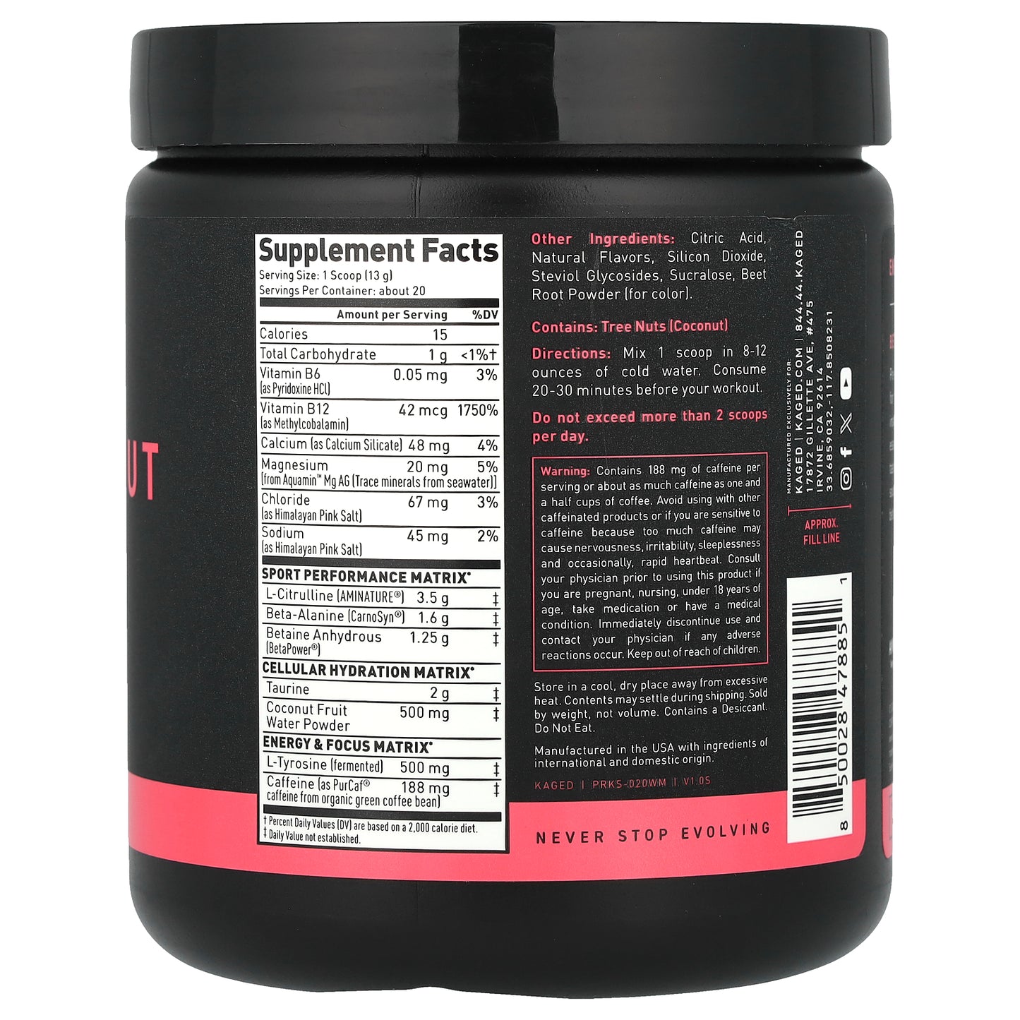 Kaged, PRE-KAGED Sport, Pre-Workout, Watermelon, 9.31 oz (264 g)